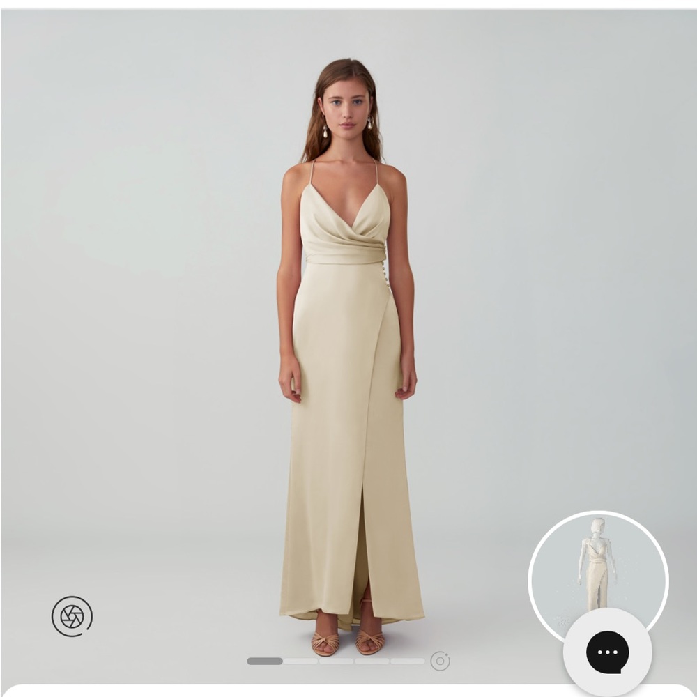 Beige wedding guest dress by Fame and Partners